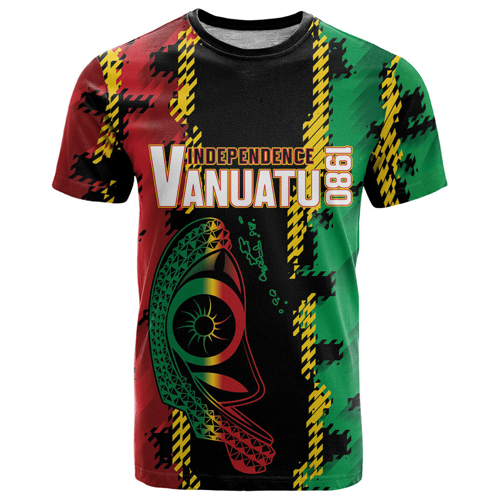 Vanuatu 46th Year Anniversary T Shirt Tamtam Slit Drums Long God Yumi Stanap LT9 Black - Polynesian Pride