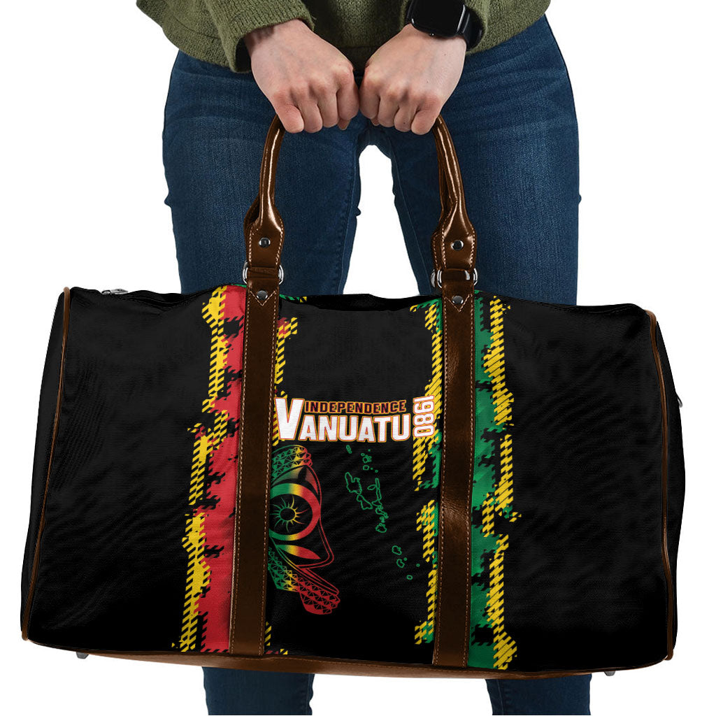 Vanuatu 46th Year Anniversary Travel Bag Tamtam Slit Drums Long God Yumi Stanap LT9 Black - Polynesian Pride