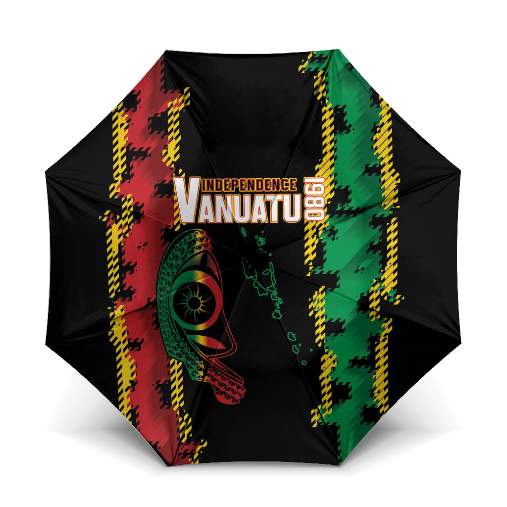 Vanuatu 46th Year Anniversary Umbrella Tamtam Slit Drums Long God Yumi Stanap LT9 One Size Folded 11.42 inch Opened Diameter 37.4 inch Black - Polynesian Pride