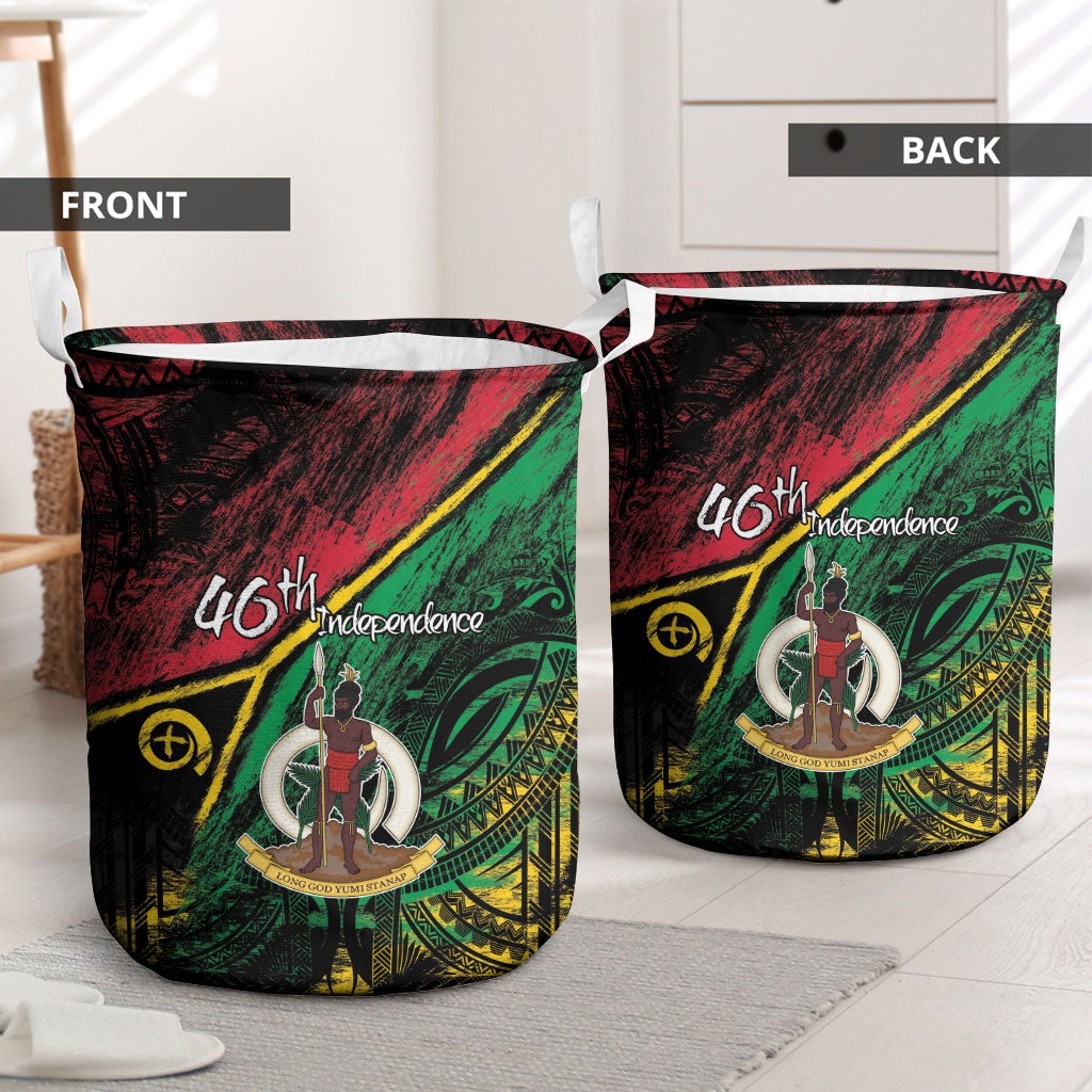 Vanuatu 46th Year Anniversary Laundry Basket Vintage Grunge Vanuatu Flag Heritage LT9 - Polynesian Pride