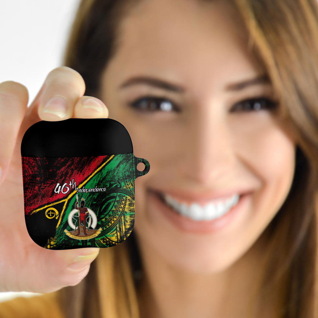 Vanuatu 46th Year Anniversary AirPods Case Vintage Grunge Vanuatu Flag Heritage LT9 - Polynesian Pride