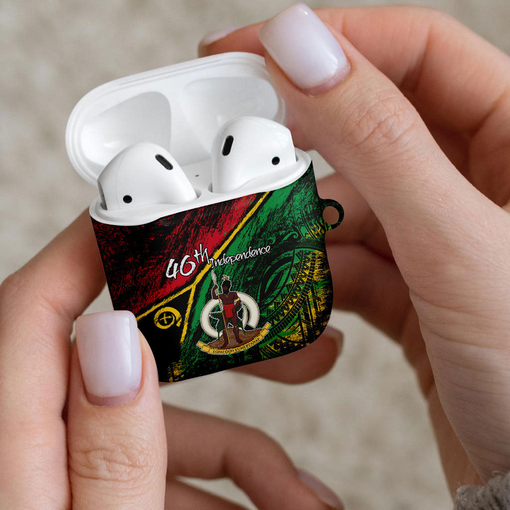 Vanuatu 46th Year Anniversary AirPods Case Vintage Grunge Vanuatu Flag Heritage LT9 - Polynesian Pride