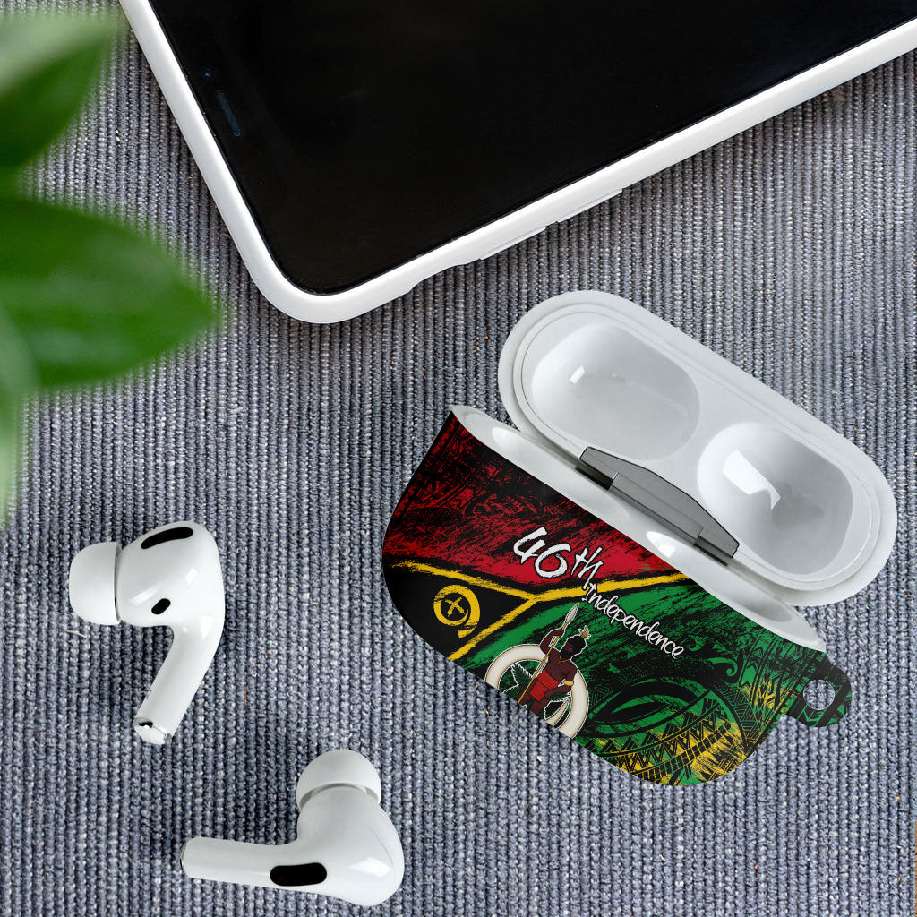 Vanuatu 46th Year Anniversary AirPods Case Vintage Grunge Vanuatu Flag Heritage LT9 - Polynesian Pride