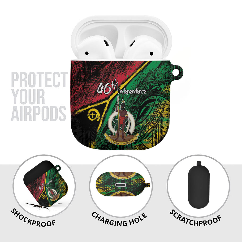 Vanuatu 46th Year Anniversary AirPods Case Vintage Grunge Vanuatu Flag Heritage LT9 - Polynesian Pride