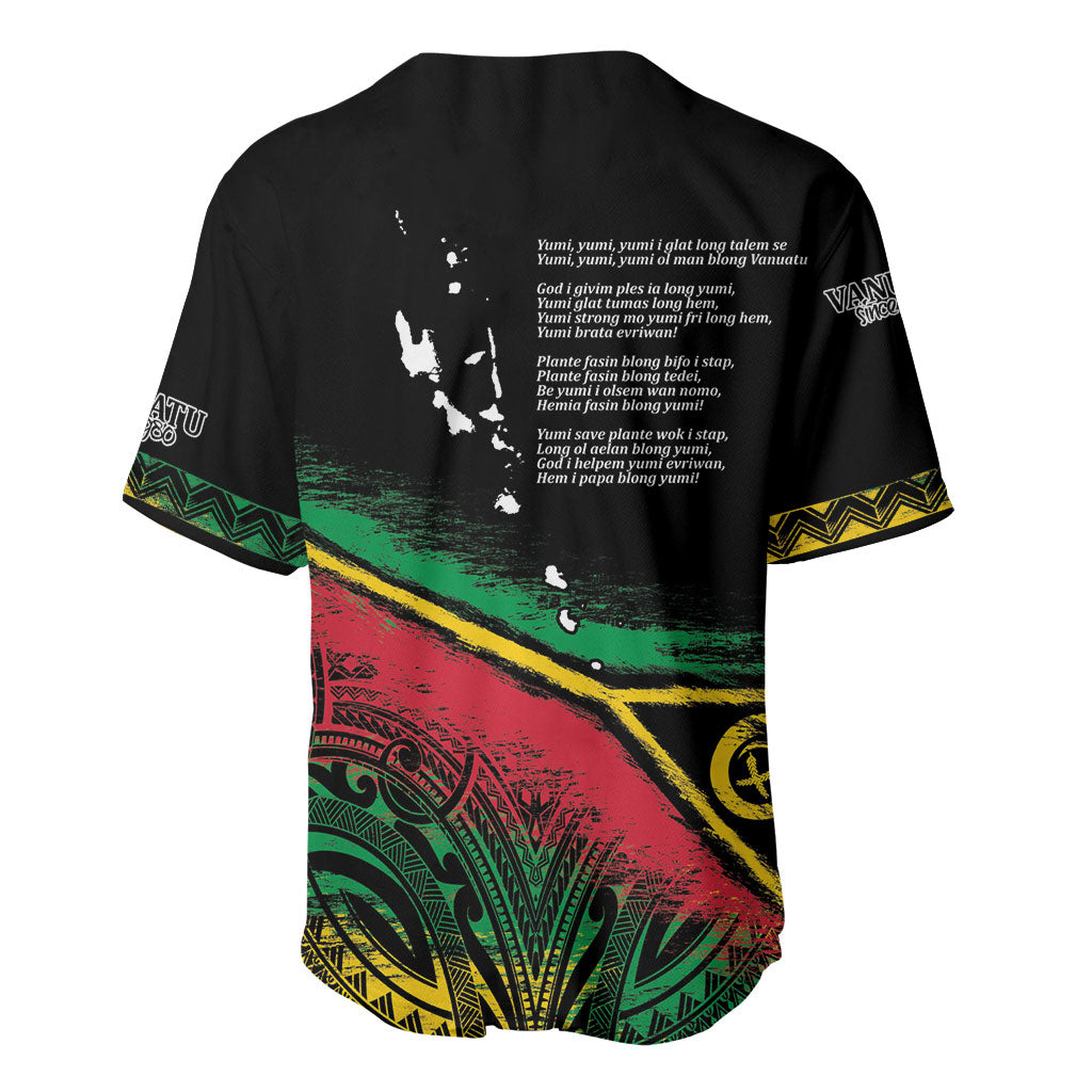 Vanuatu 46th Year Anniversary Baseball Jersey Vintage Grunge Vanuatu Flag Heritage LT9 - Polynesian Pride