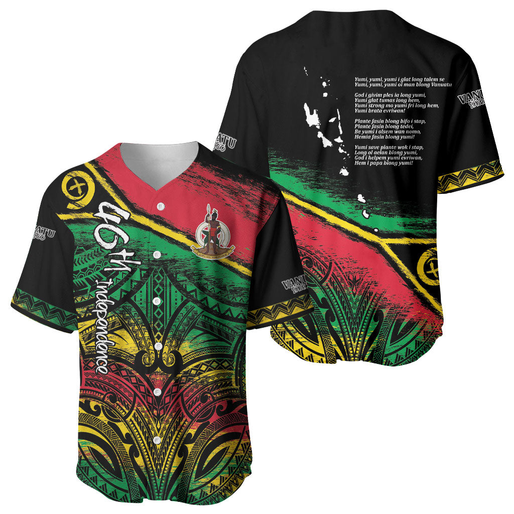 Vanuatu 46th Year Anniversary Baseball Jersey Vintage Grunge Vanuatu Flag Heritage LT9 - Polynesian Pride