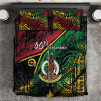 Vanuatu 46th Year Anniversary Bedding Set Vintage Grunge Vanuatu Flag Heritage LT9 Black - Polynesian Pride