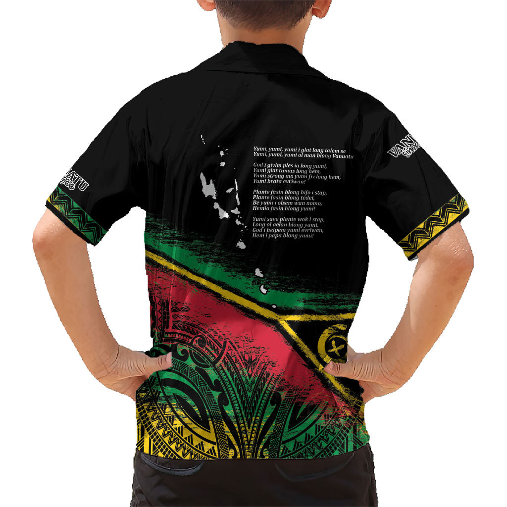 Vanuatu 46th Year Anniversary Family Matching Tank Maxi Dress and Hawaiian Shirt Vintage Grunge Vanuatu Flag Heritage LT9 - Polynesian Pride