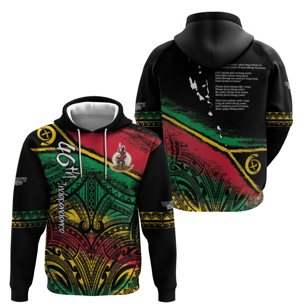 Vanuatu 46th Year Anniversary Hoodie Vintage Grunge Vanuatu Flag Heritage LT9 - Polynesian Pride