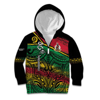 Vanuatu 46th Year Anniversary Kid Hoodie Vintage Grunge Vanuatu Flag Heritage LT9 Zip Hoodie Black - Polynesian Pride