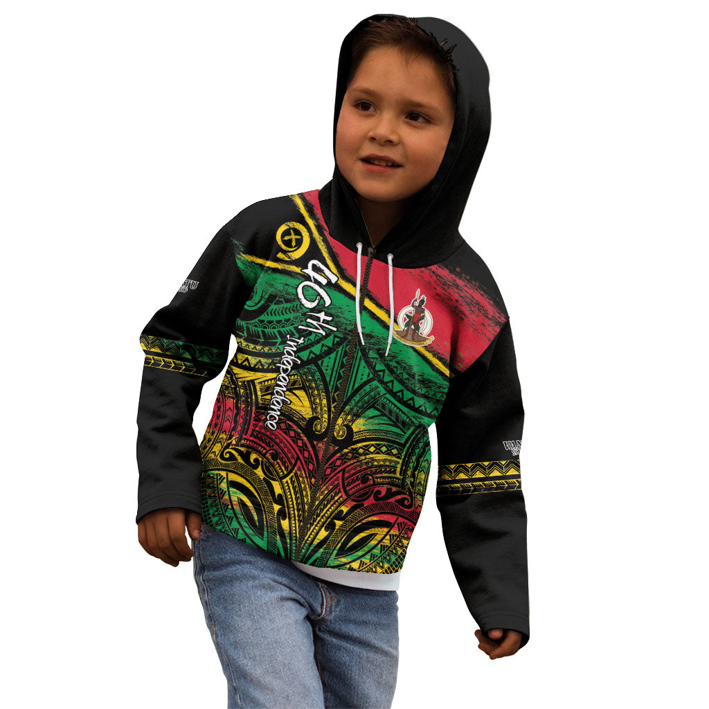 Vanuatu 46th Year Anniversary Kid Hoodie Vintage Grunge Vanuatu Flag Heritage LT9 - Polynesian Pride