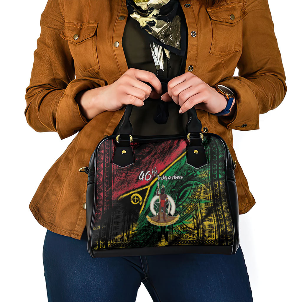 Vanuatu 46th Year Anniversary Shoulder Handbag Vintage Grunge Vanuatu Flag Heritage LT9 - Polynesian Pride