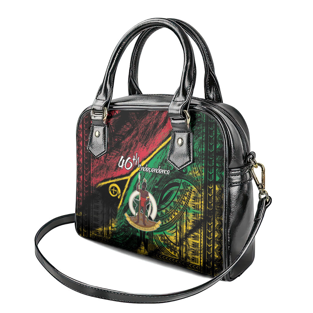 Vanuatu 46th Year Anniversary Shoulder Handbag Vintage Grunge Vanuatu Flag Heritage LT9 - Polynesian Pride