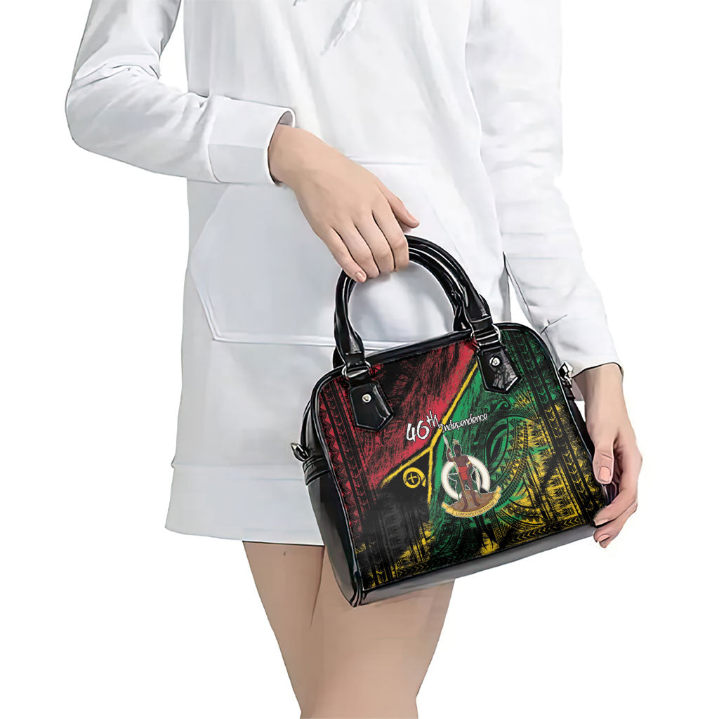 Vanuatu 46th Year Anniversary Shoulder Handbag Vintage Grunge Vanuatu Flag Heritage LT9 - Polynesian Pride