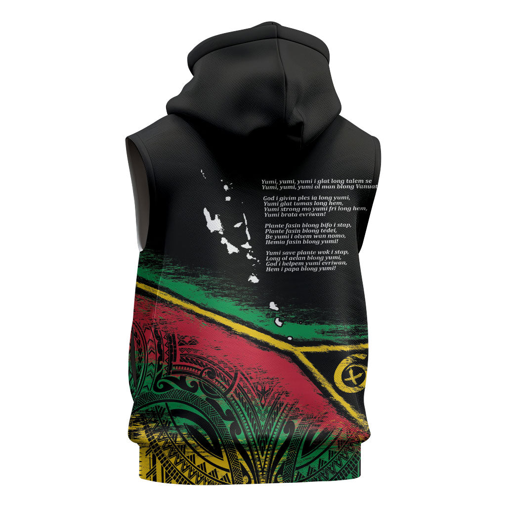 Vanuatu 46th Year Anniversary Sleeveless Hoodie Vintage Grunge Vanuatu Flag Heritage LT9 - Polynesian Pride