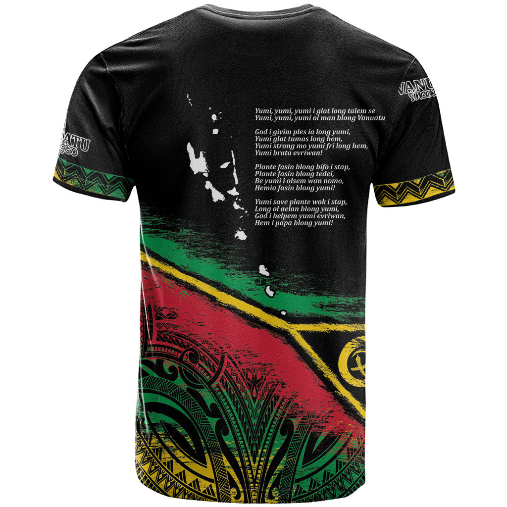 Vanuatu 46th Year Anniversary T Shirt Vintage Grunge Vanuatu Flag Heritage LT9 - Polynesian Pride