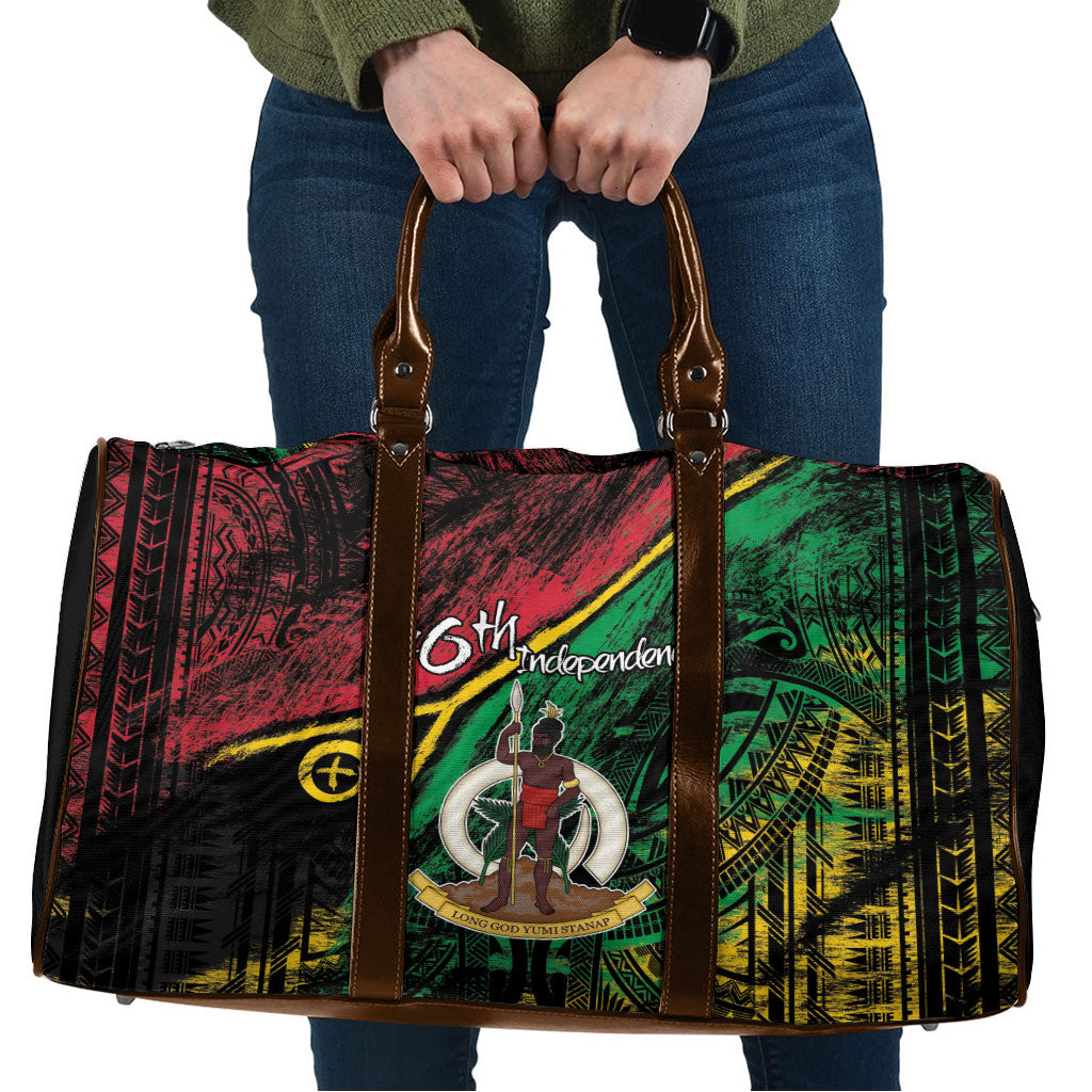 Vanuatu 46th Year Anniversary Travel Bag Vintage Grunge Vanuatu Flag Heritage LT9 Black - Polynesian Pride