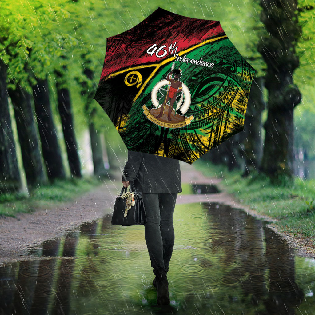 Vanuatu 46th Year Anniversary Umbrella Vintage Grunge Vanuatu Flag Heritage LT9 - Polynesian Pride