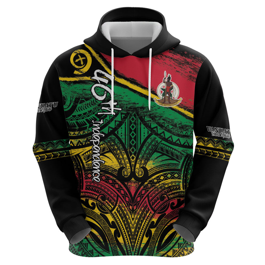 Vanuatu 46th Year Anniversary Zip Hoodie Vintage Grunge Vanuatu Flag Heritage LT9 - Polynesian Pride