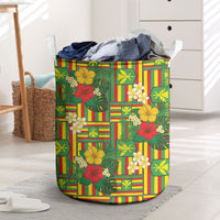 Hawaii Kanaka Maoli Hibiscus Laundry Basket Hawaiian Flag Motif