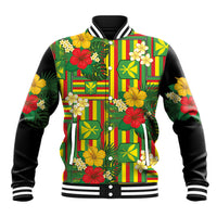 Hawaii Kanaka Maoli Hibiscus Baseball Jacket Hawaiian Flag Motif