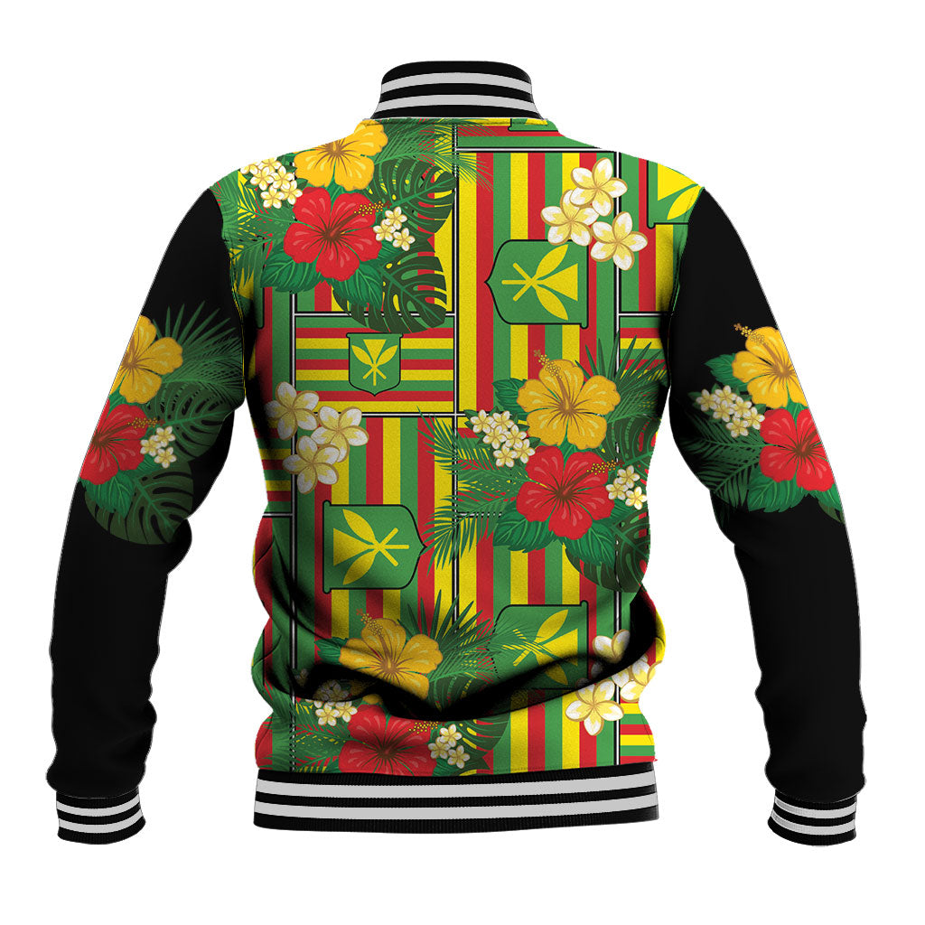 Hawaii Kanaka Maoli Hibiscus Baseball Jacket Hawaiian Flag Motif