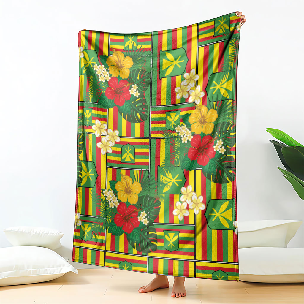 Hawaii Kanaka Maoli Hibiscus Blanket Hawaiian Flag Motif