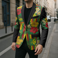 Hawaii Kanaka Maoli Hibiscus Blazer Hawaiian Flag Motif