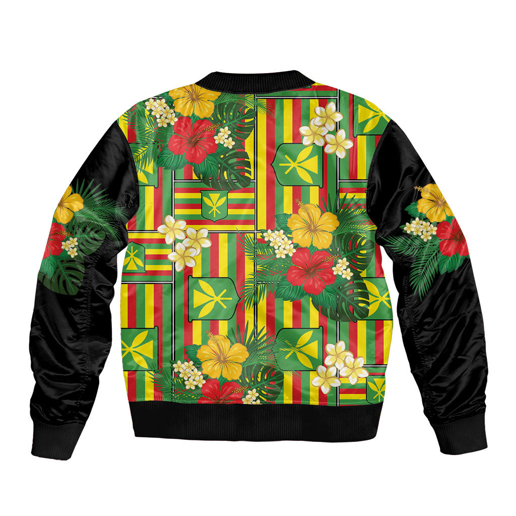 Hawaii Kanaka Maoli Hibiscus Bomber Jacket Hawaiian Flag Motif