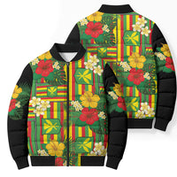 Hawaii Kanaka Maoli Hibiscus Bomber Puffer Jacket Hawaiian Flag Motif