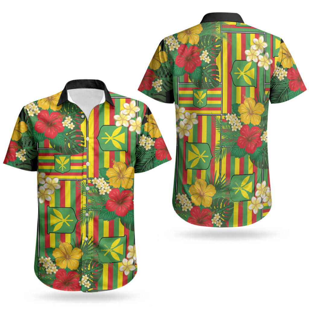 Hawaii Kanaka Maoli Hibiscus Couples Matching Off Shoulder Short Dress and Hawaiian Shirt Hawaiian Flag Motif LT9 - Polynesian Pride