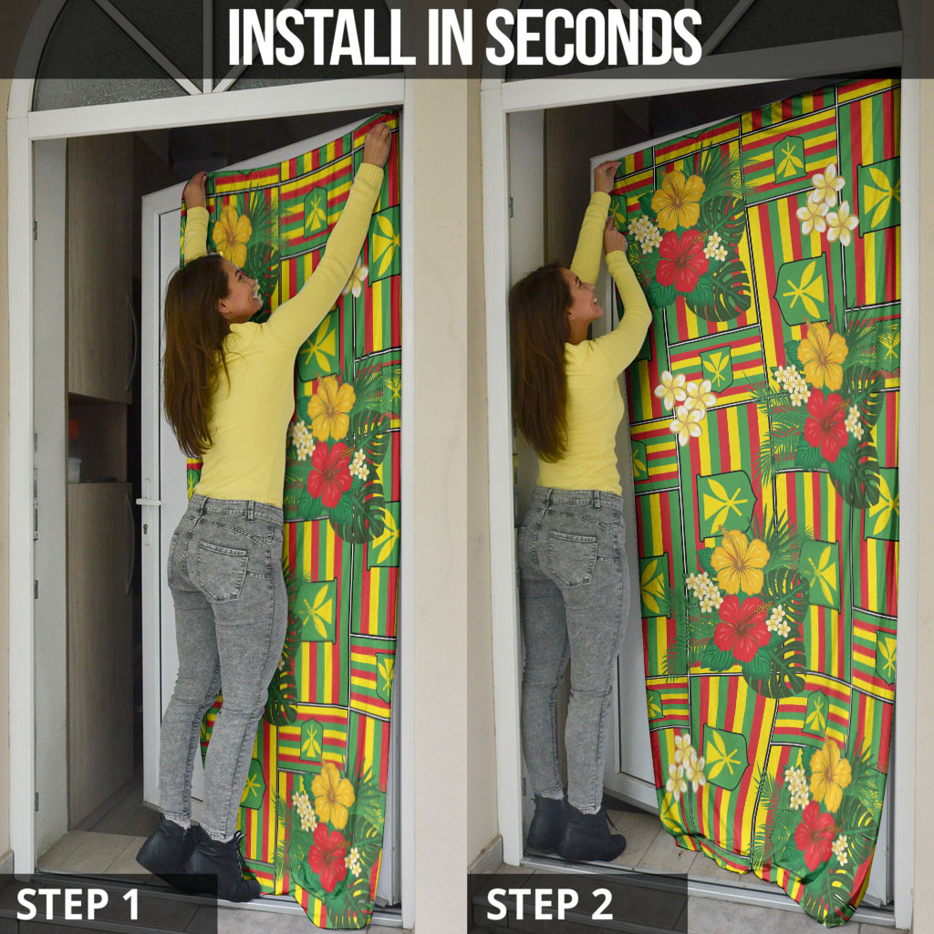 Hawaii Kanaka Maoli Hibiscus Door Cover Hawaiian Flag Motif