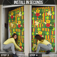 Hawaii Kanaka Maoli Hibiscus Door Cover Hawaiian Flag Motif