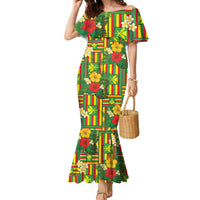 Hawaii Kanaka Maoli Hibiscus Family Matching Mermaid Dress and Hawaiian Shirt Hawaiian Flag Motif