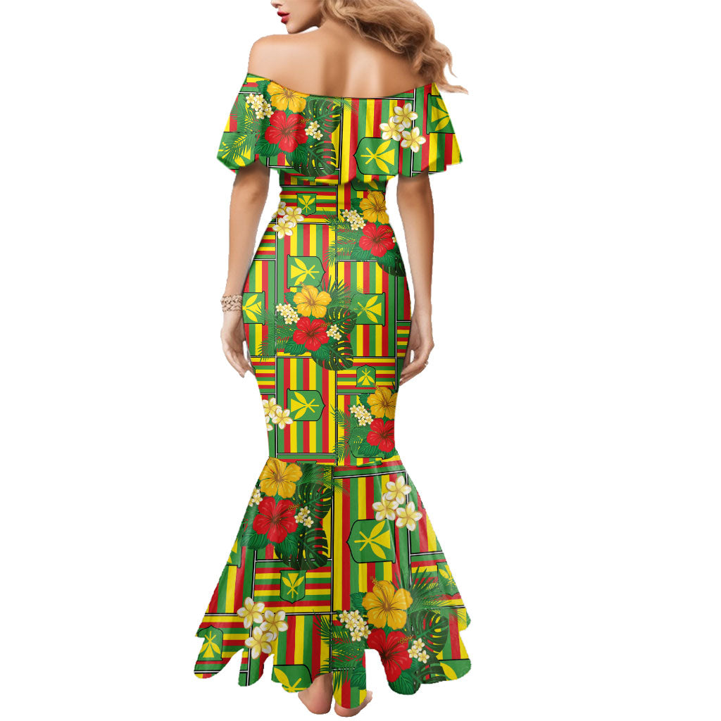 Hawaii Kanaka Maoli Hibiscus Family Matching Mermaid Dress and Hawaiian Shirt Hawaiian Flag Motif