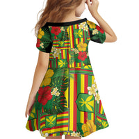 Hawaii Kanaka Maoli Hibiscus Family Matching Off The Shoulder Long Sleeve Dress and Hawaiian Shirt Hawaiian Flag Motif