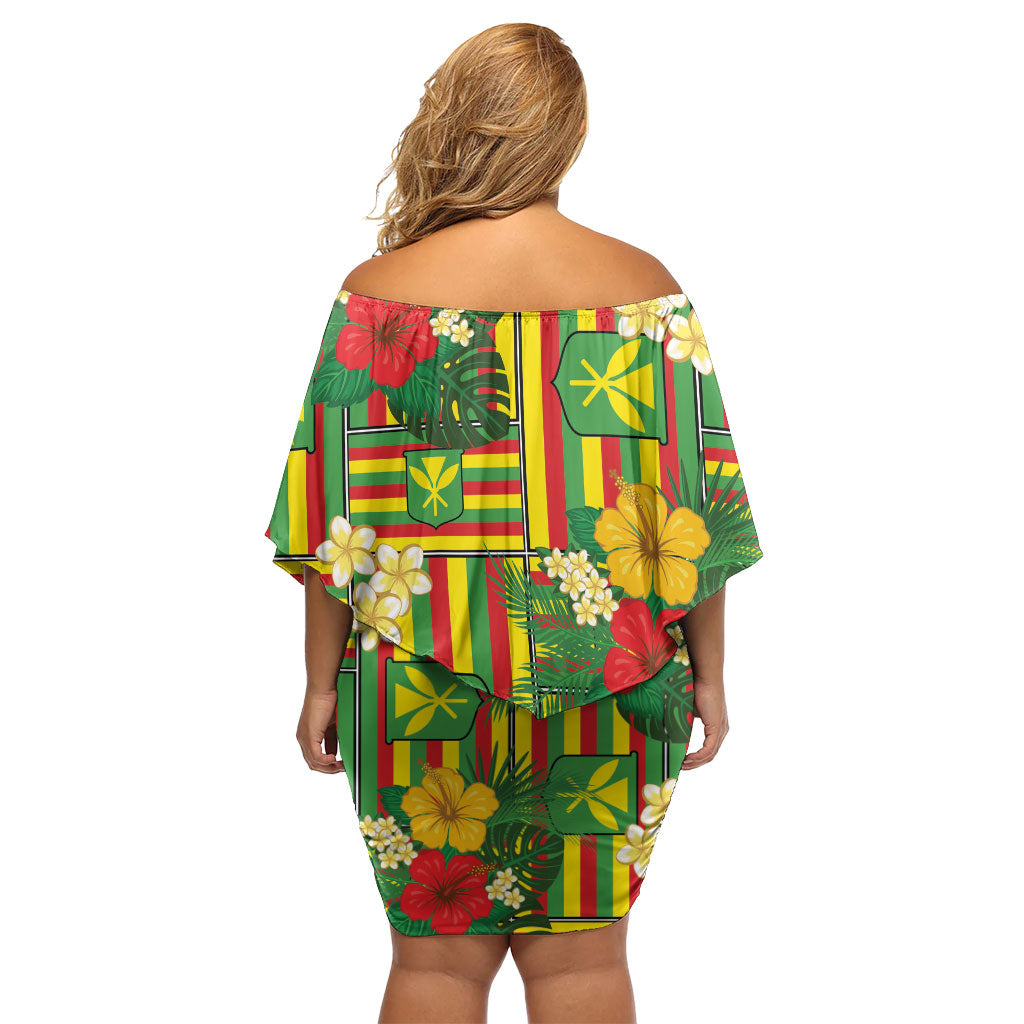 Hawaii Kanaka Maoli Hibiscus Family Matching Off Shoulder Short Dress and Hawaiian Shirt Hawaiian Flag Motif