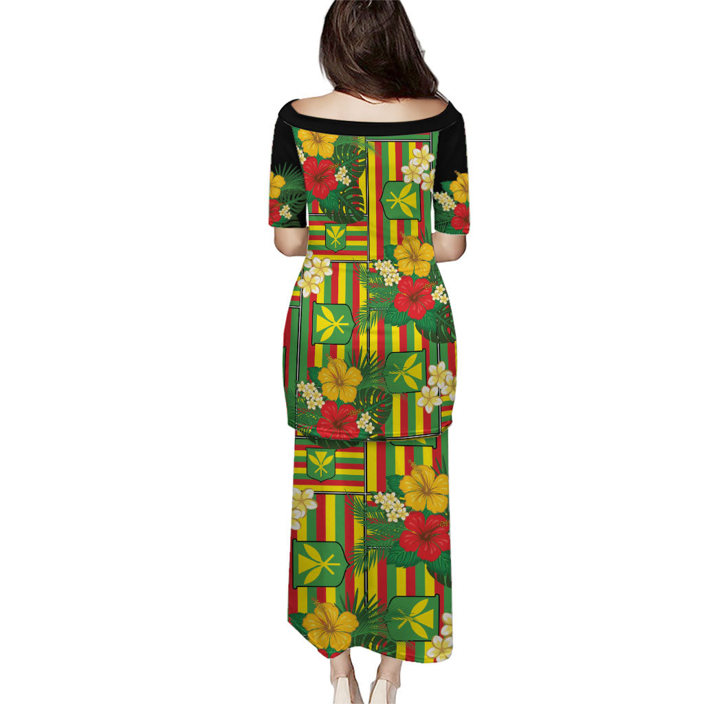 Hawaii Kanaka Maoli Hibiscus Family Matching Puletasi and Hawaiian Shirt Hawaiian Flag Motif
