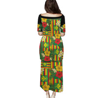 Hawaii Kanaka Maoli Hibiscus Family Matching Puletasi and Hawaiian Shirt Hawaiian Flag Motif