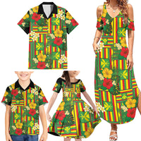 Hawaii Kanaka Maoli Hibiscus Family Matching Summer Maxi Dress and Hawaiian Shirt Hawaiian Flag Motif
