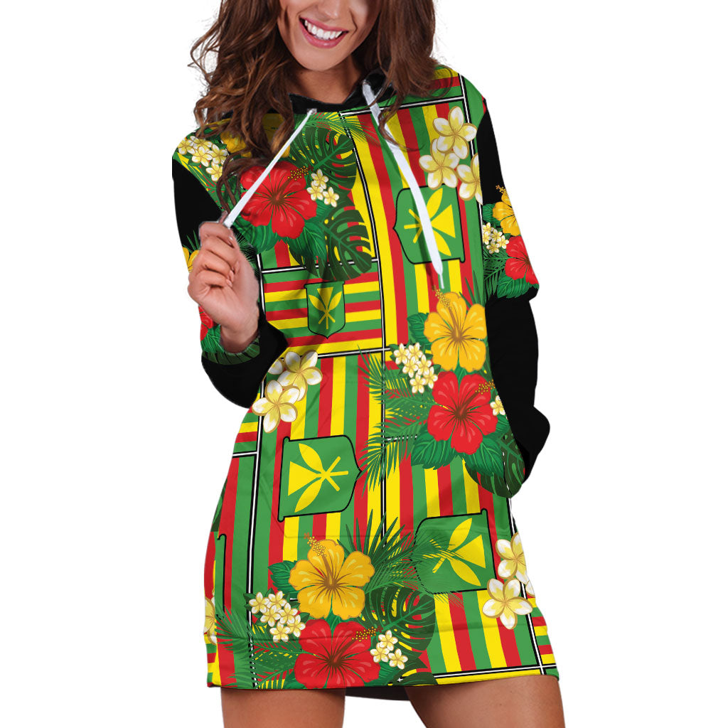 Hawaii Kanaka Maoli Hibiscus Hoodie Dress Hawaiian Flag Motif