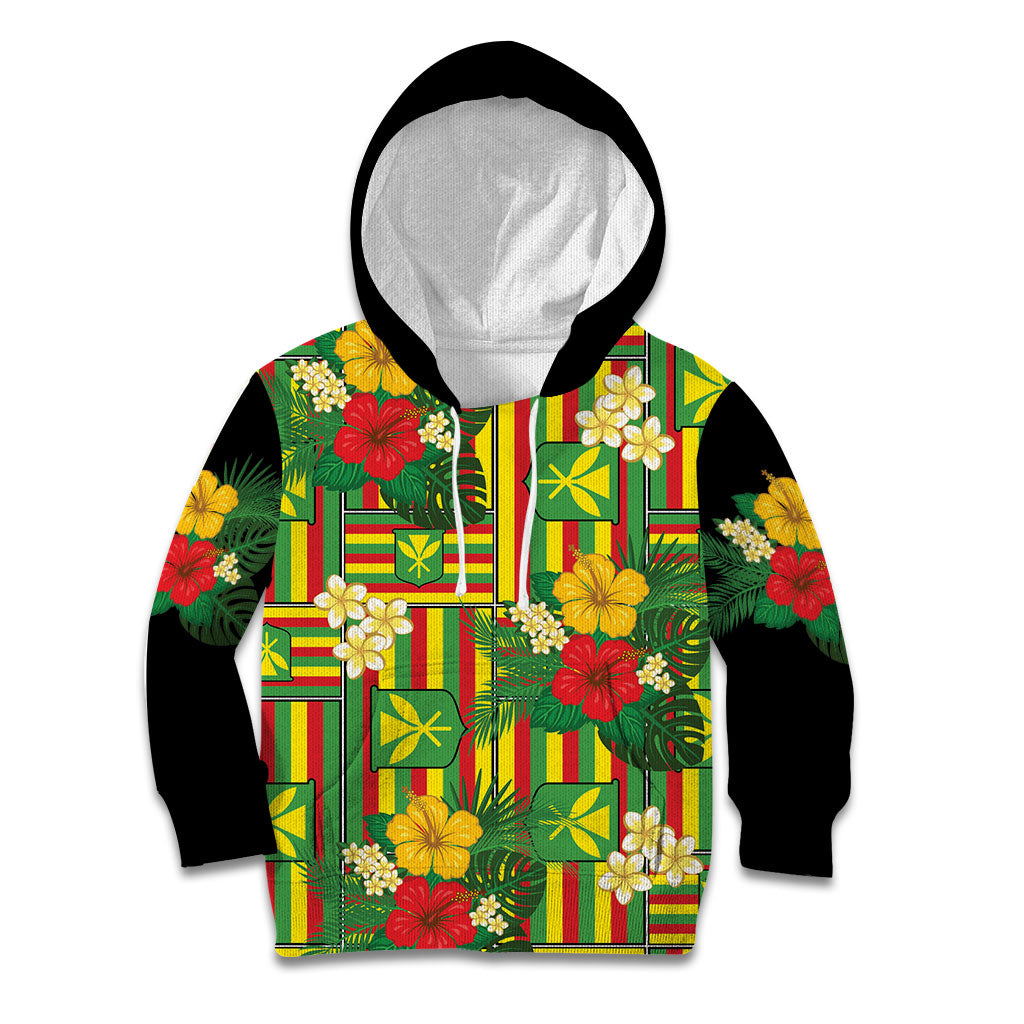 Hawaii Kanaka Maoli Hibiscus Kid Hoodie Hawaiian Flag Motif