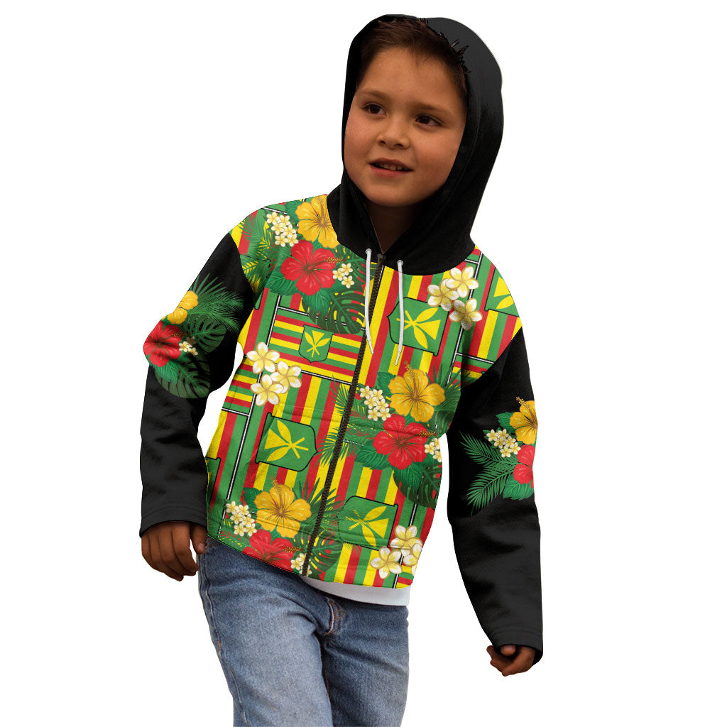 Hawaii Kanaka Maoli Hibiscus Kid Hoodie Hawaiian Flag Motif