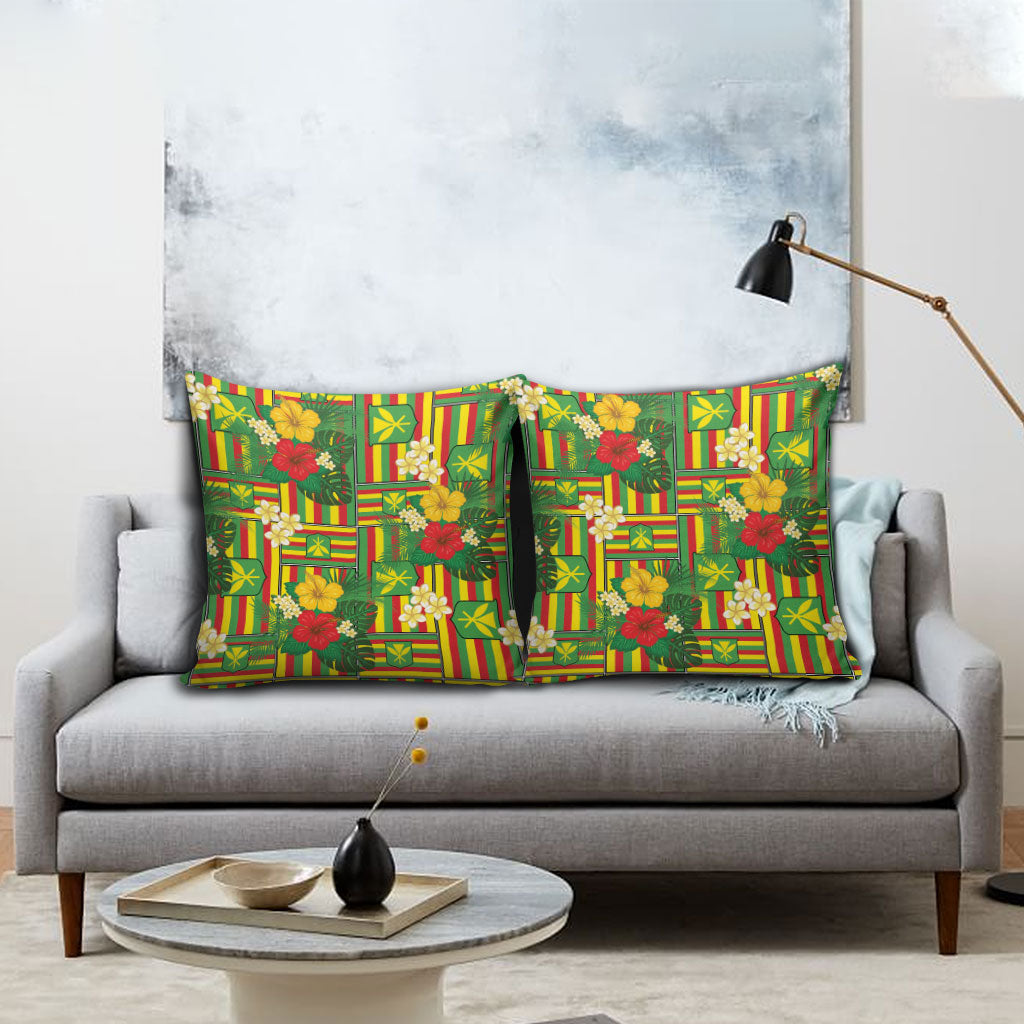Hawaii Kanaka Maoli Hibiscus Pillow Cover Hawaiian Flag Motif