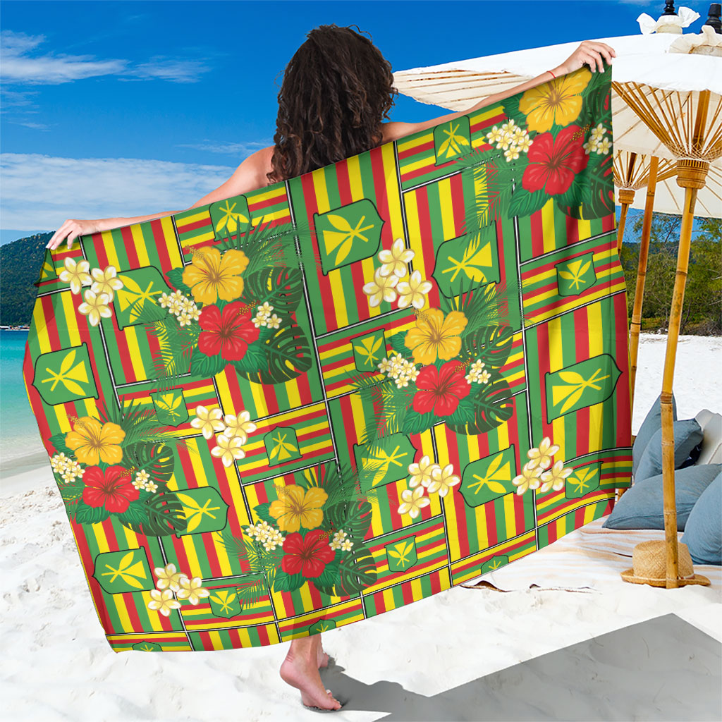 Hawaii Kanaka Maoli Hibiscus Sarong Hawaiian Flag Motif