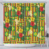 Hawaii Kanaka Maoli Hibiscus Shower Curtain Hawaiian Flag Motif