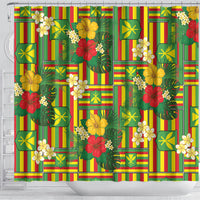 Hawaii Kanaka Maoli Hibiscus Shower Curtain Hawaiian Flag Motif