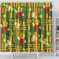 Hawaii Kanaka Maoli Hibiscus Shower Curtain Hawaiian Flag Motif