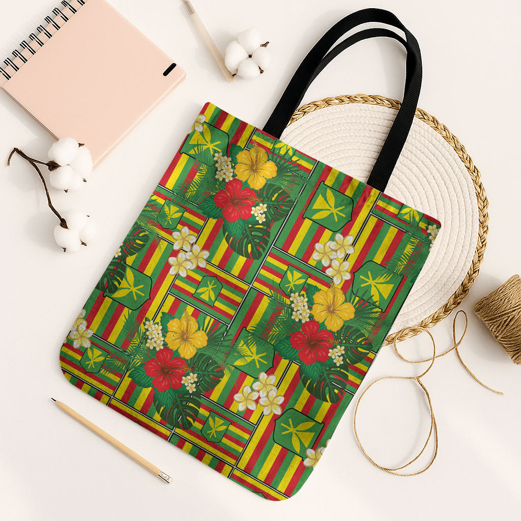 Hawaii Kanaka Maoli Hibiscus Tote Bag Hawaiian Flag Motif