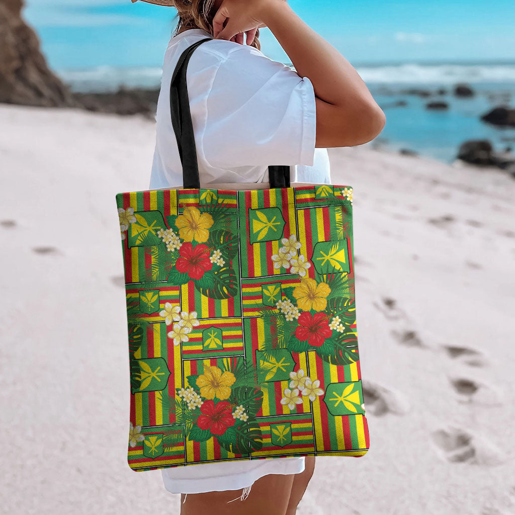 Hawaii Kanaka Maoli Hibiscus Tote Bag Hawaiian Flag Motif